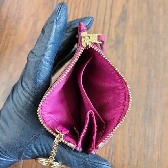 Coach Crossgrain Leather Keychain Pouch Fuschia With Gold Accents NWOT - Picture 10 of 10